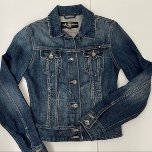 LUCKY BRAND Classic Americana Blue medium wash denim Jacket Sz XS